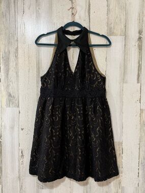 anna sui crochet dress ANNA SUI Floral Crochet Lace Overlay Silk Dress 2013 Size 2 EUC
